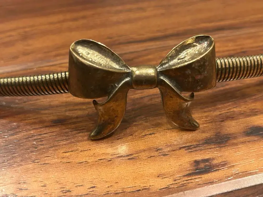 Vintage Brass Tone Bow Metal Snake Chain Stretch Belt, 33” coquette retro girly